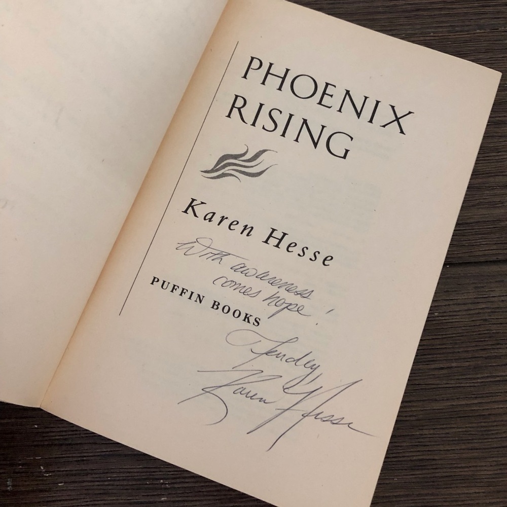 Phoenix Rising by: Karen Hesse paperback book (Signed) - Picture 2 of 5
